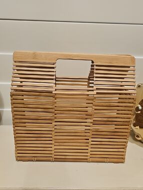 New Bamboo Slat Tote Bag - Natural